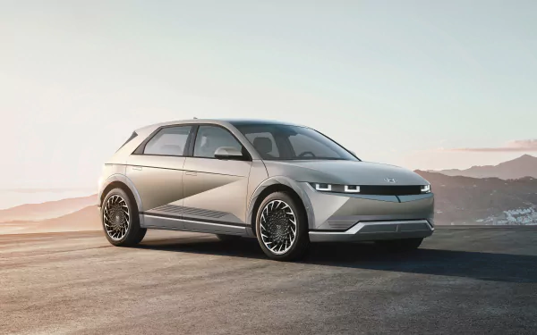 silver car SUV car Hyundai vehicle Hyundai IONIQ 5 HD Desktop Wallpaper | Background Image