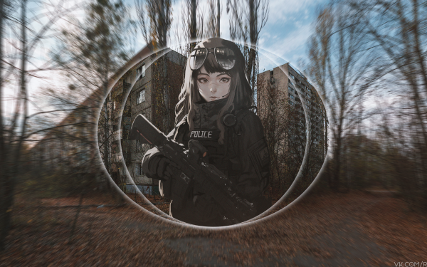 Anime Girl Police Gun Sunglasses HD Wallpaper | Background Image
