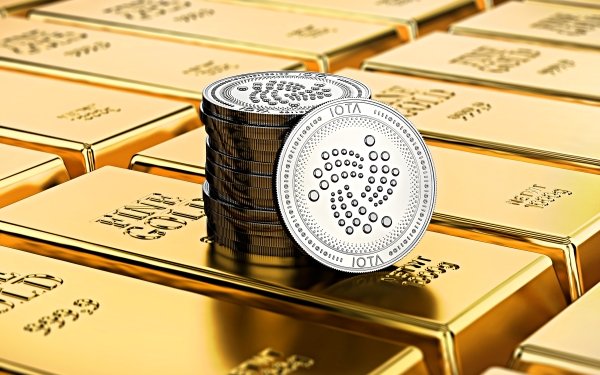 Technology Cryptocurrency Gold IOTA Coin HD Wallpaper | Background Image