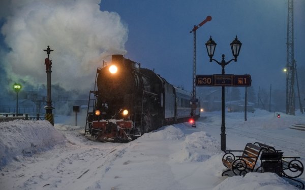 Vehicles Train Winter Snow Night HD Wallpaper | Background Image