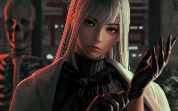 white hair glove fantasy woman HD Desktop Wallpaper | Background Image