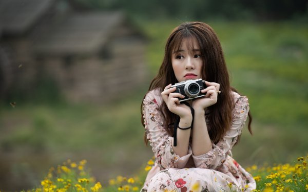 Women Asian Camera Model Brunette Depth Of Field HD Wallpaper | Background Image