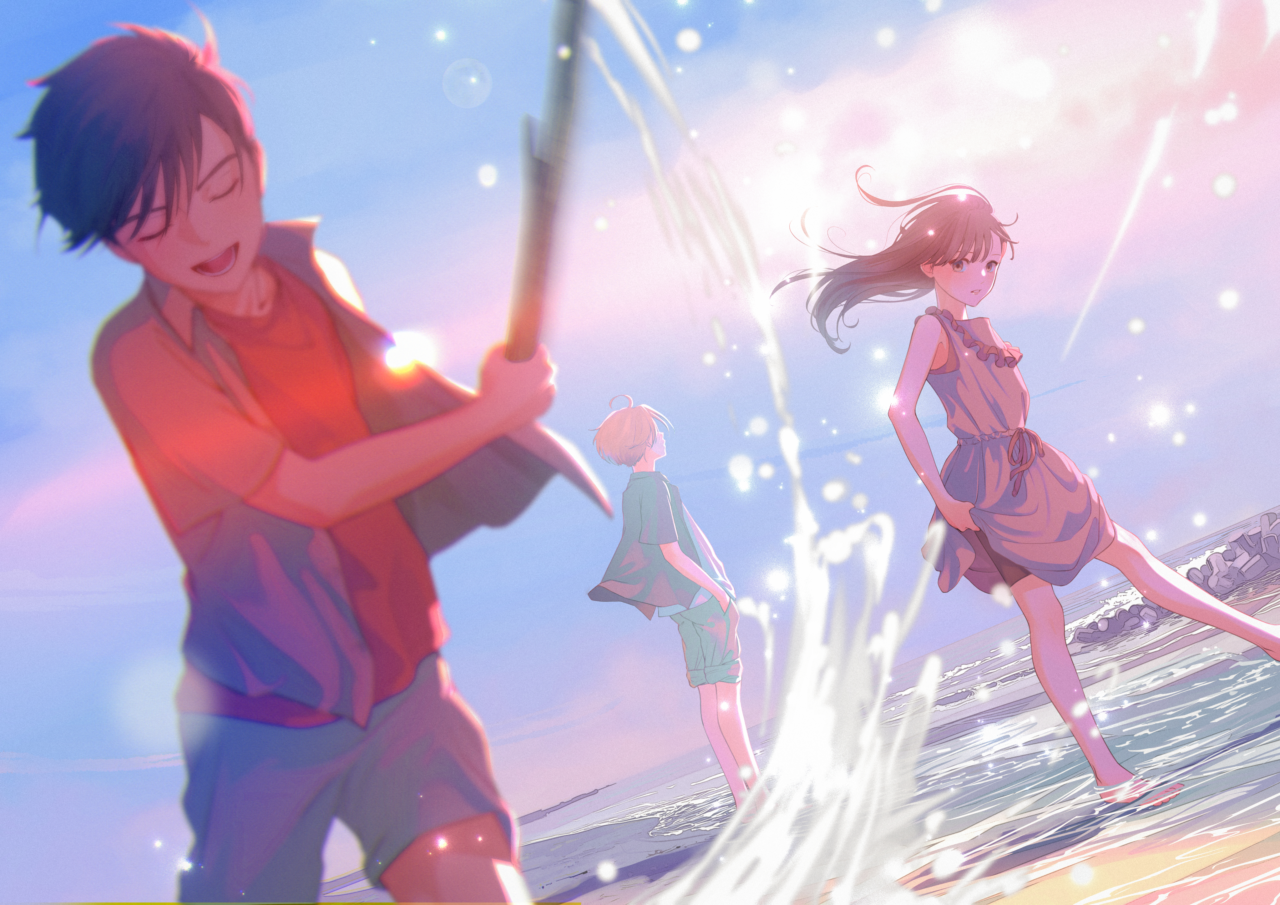 Playing on the beach by まかろんＫ