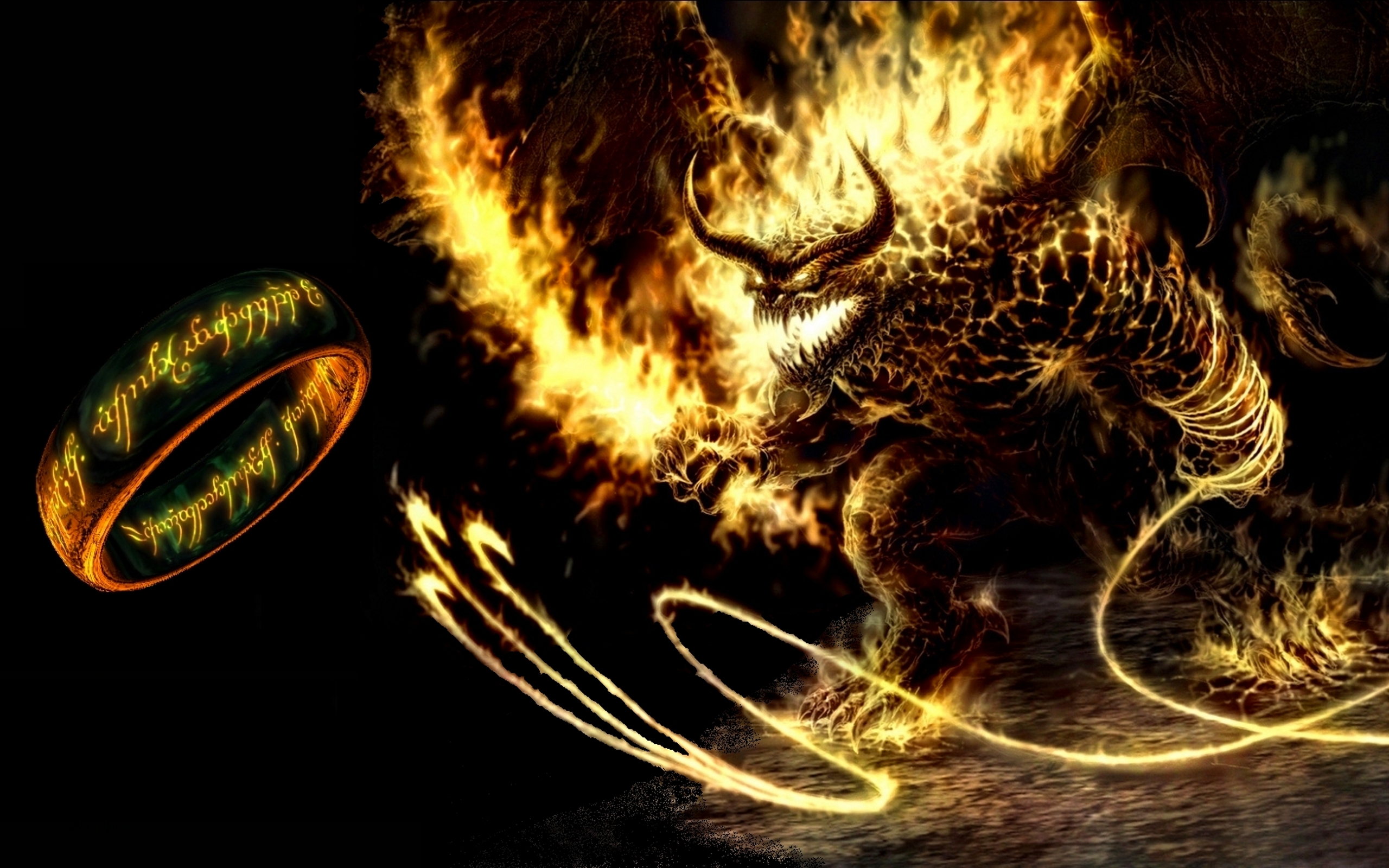 Flaming Balrog from Lord of the Rings wallpaper.