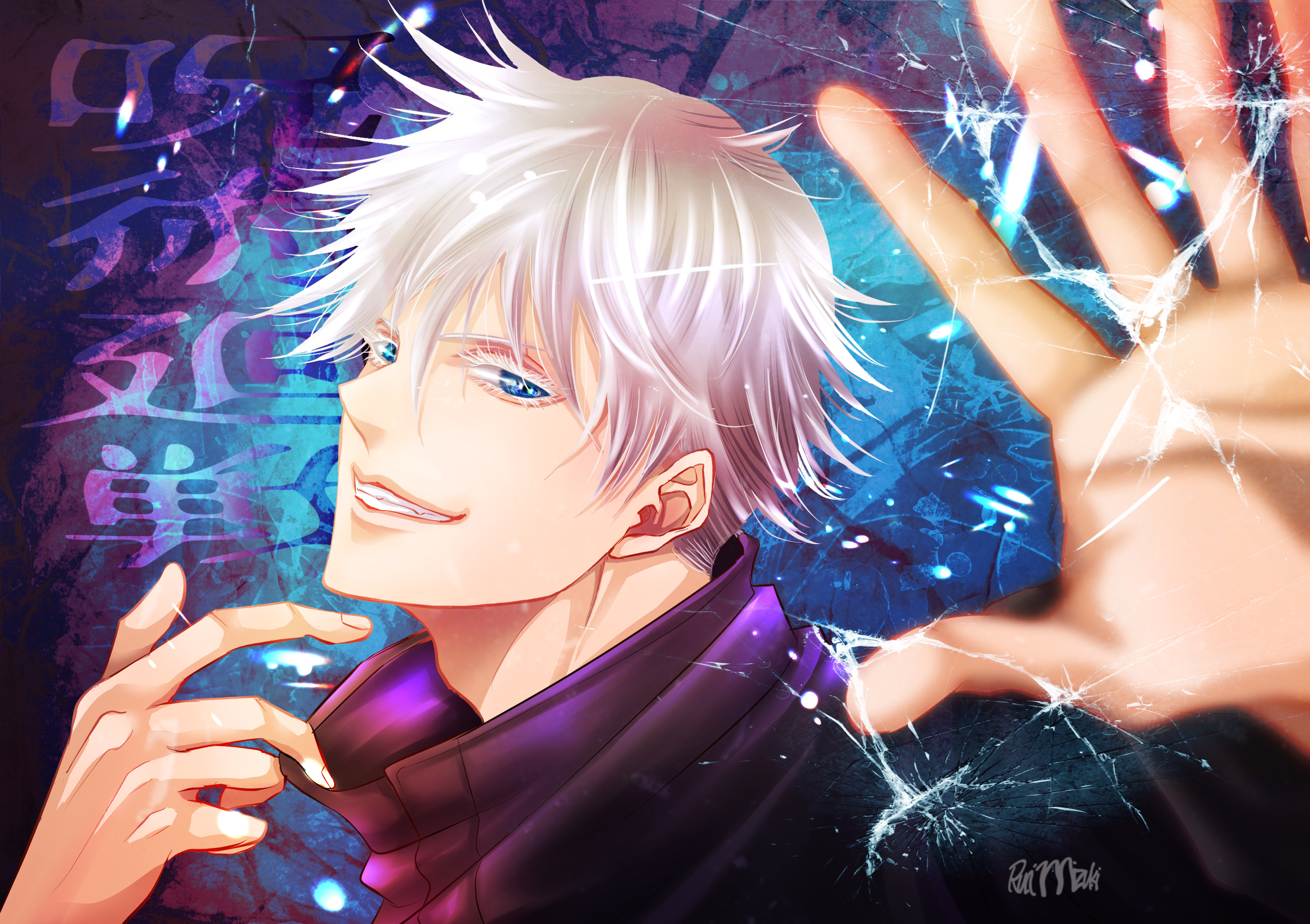 Anime, Jujutsu Kaisen, Blue Eyes, Boy, Satoru Gojo, White Hair, HD  wallpaper