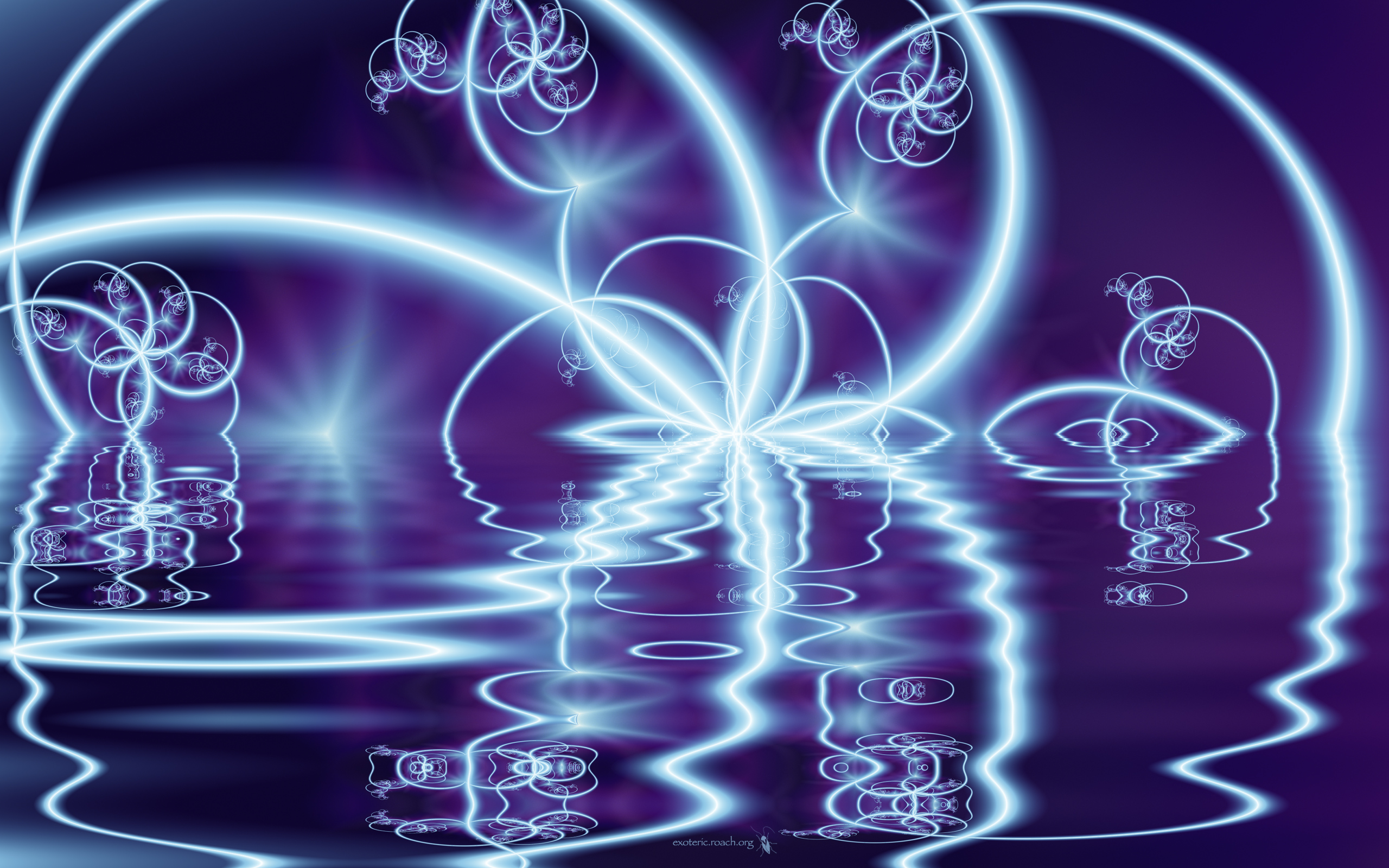 Abstract fractal floral design with water elements