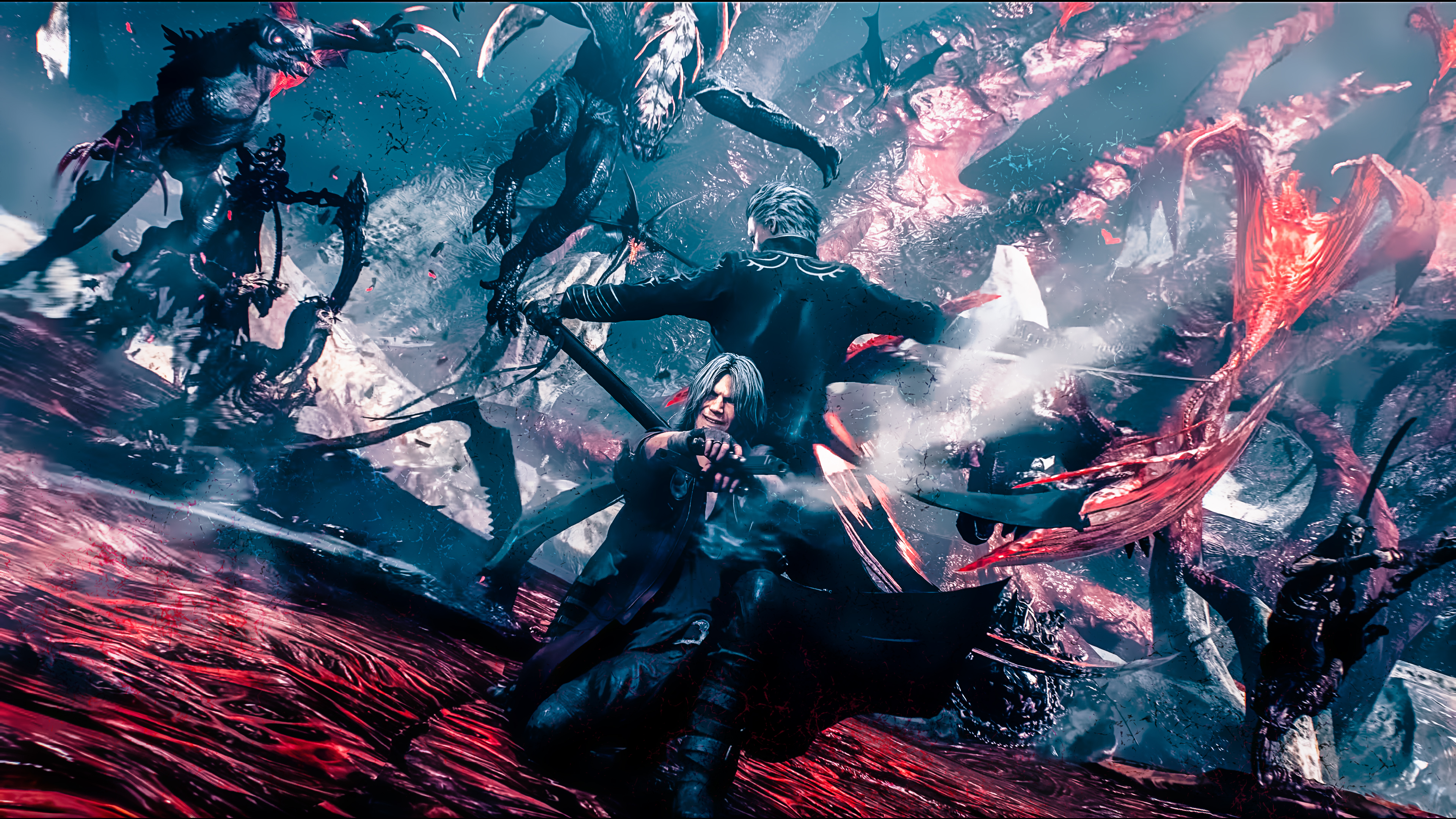 Wallpaper guns, sword, Dante, DMC, red coat, Dante, game