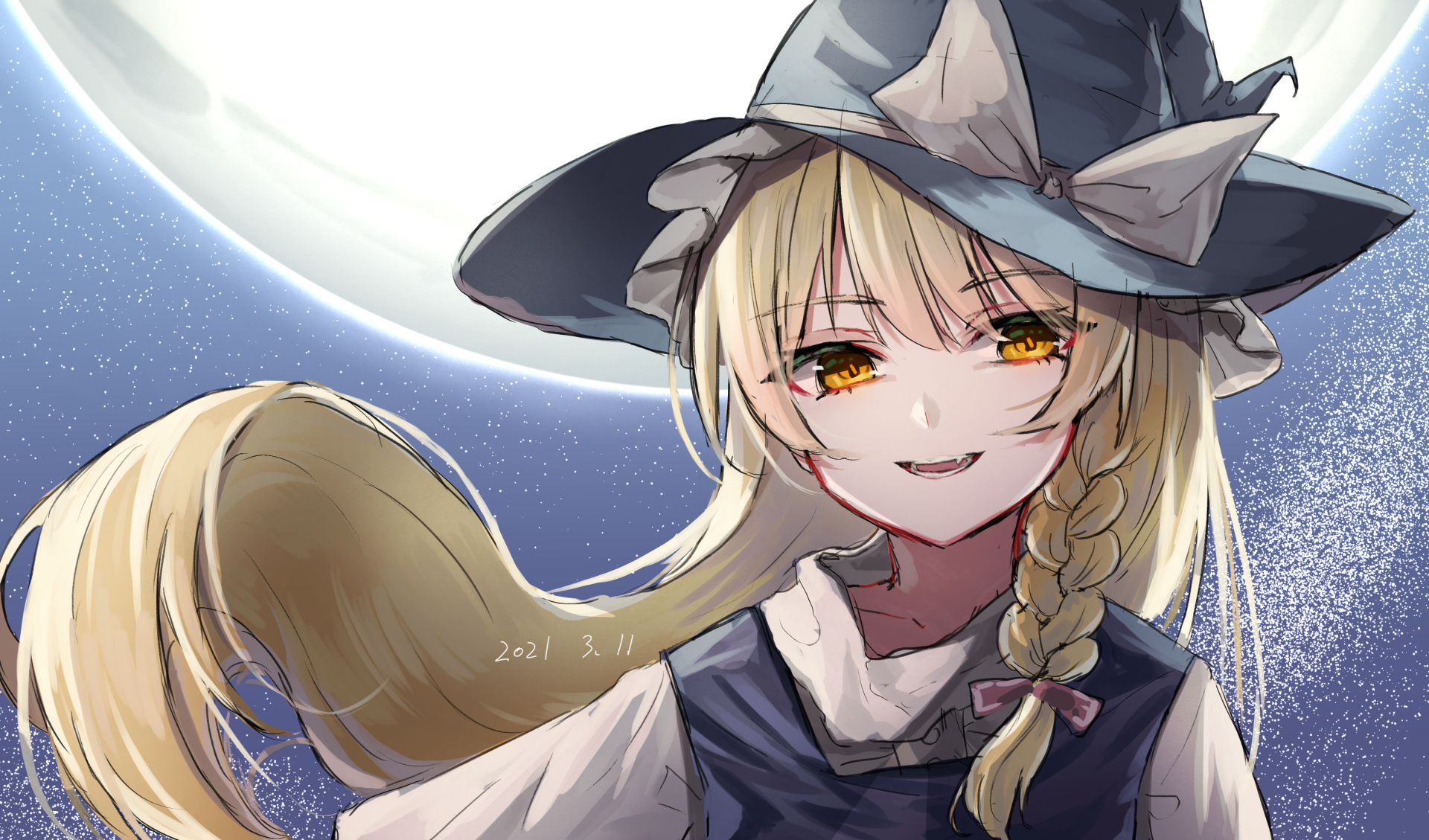 Download Marisa Kirisame Anime Touhou HD Wallpaper by 藤原