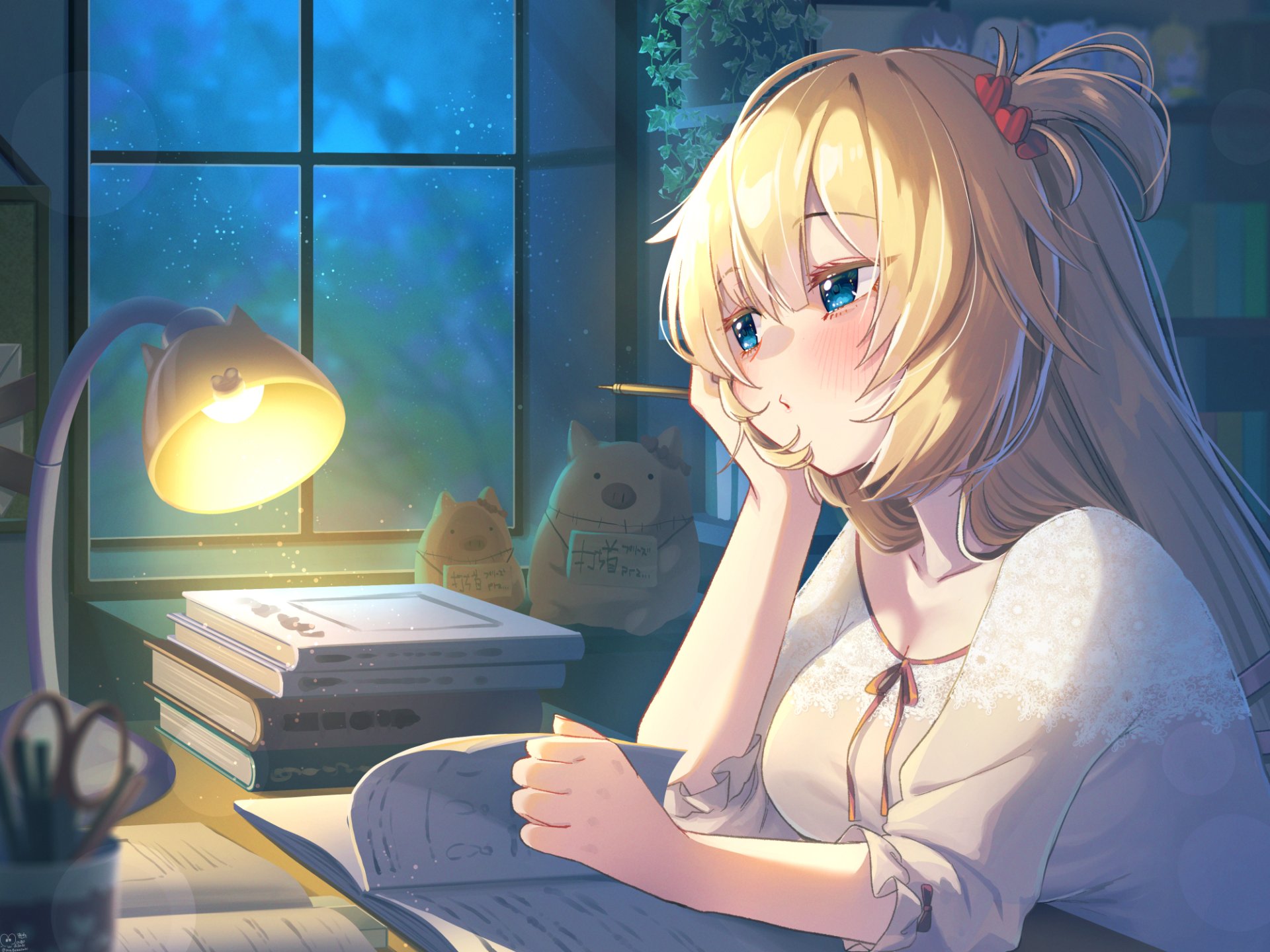Download Blue Eyes Blonde Akai Haato Hololive Anime Virtual Youtuber HD Wallpaper by magowasabi