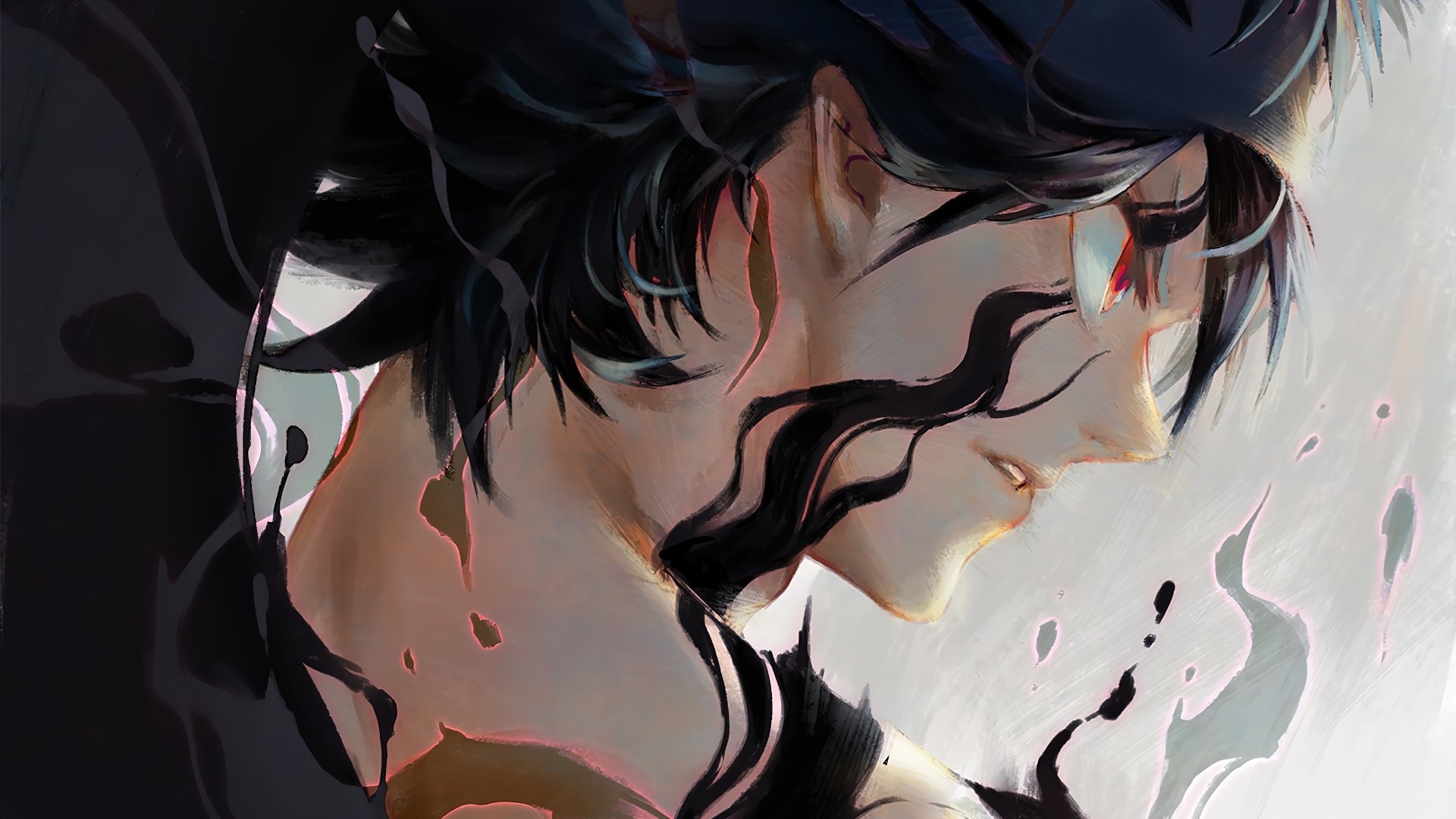 A 4K Ultra HD anime wallpaper featuring Asta from Black Clover with dynamic black hair strands and intense lighting.