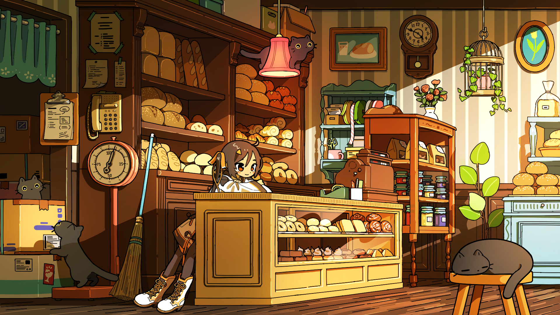 Download Cat Anime Girl Anime Girl Anime Cat HD Wallpaper by TAO