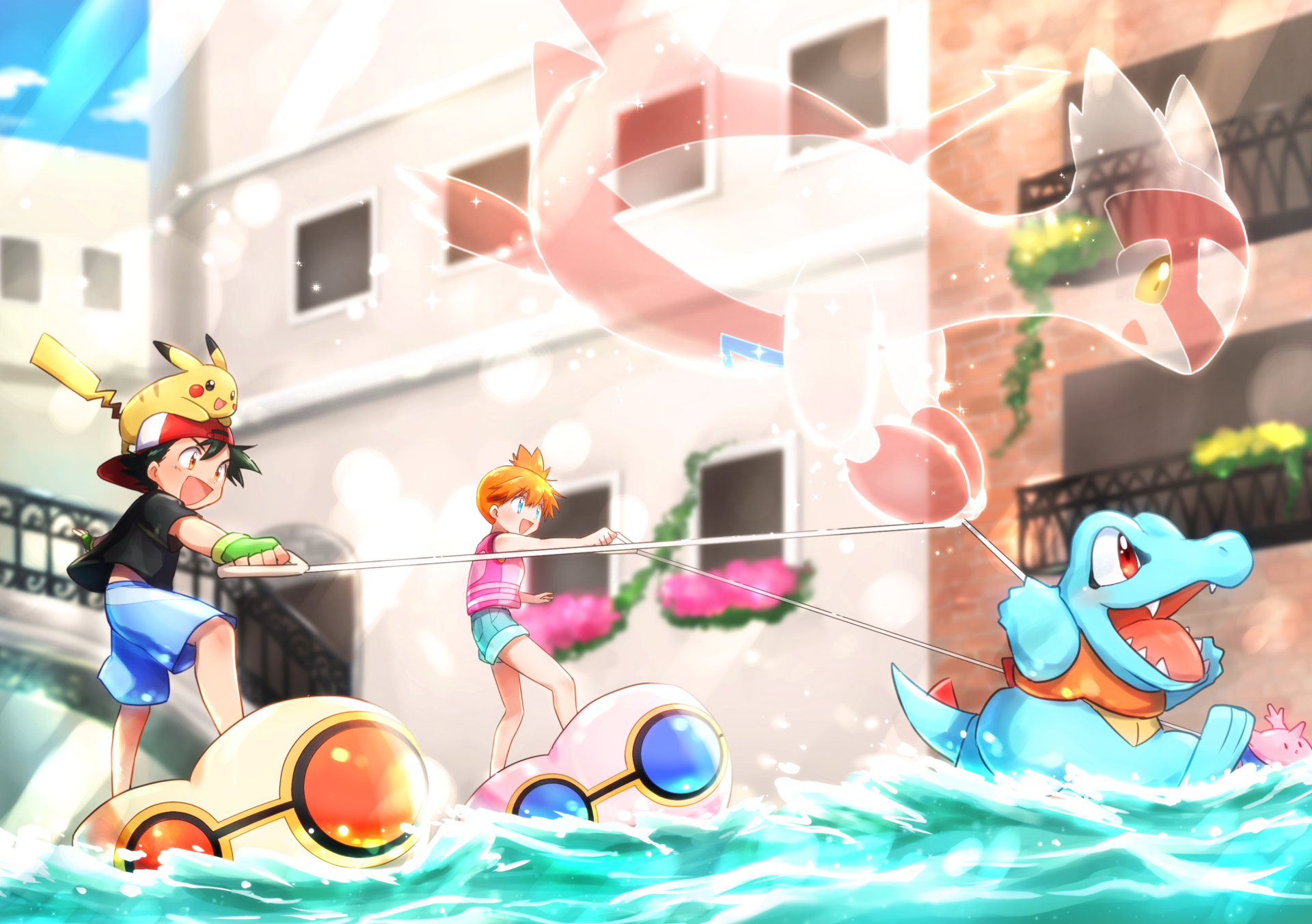 Download Cap Latias (Pokémon) Totodile (Pokémon) Corsola (Pokémon) Pikachu Misty (Pokémon) Ash Ketchum Anime Pokémon: Heroes HD Wallpaper by yuki56