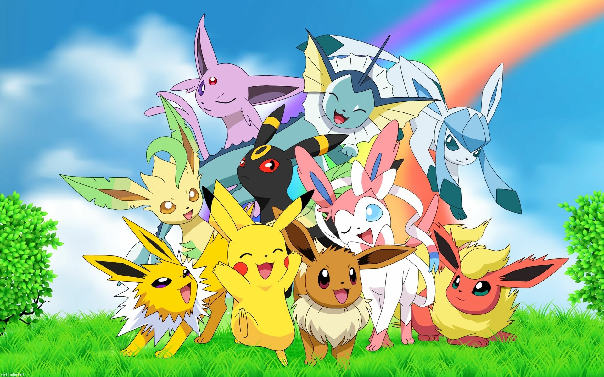 Ultimate Eeveelutions Pikachu HD Anime Wallpaper Vibrant Pok mon 