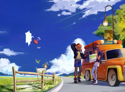 sky Flygon (Pokémon) Rotom (Pokémon) Leon (Pokémon) Raihan (Pokémon) Charizard (Pokémon) Anime Pokemon Sky Anime HD Desktop Wallpaper | Background Image