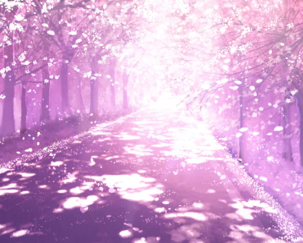 cherry blossom Anime street HD Desktop Wallpaper | Background Image