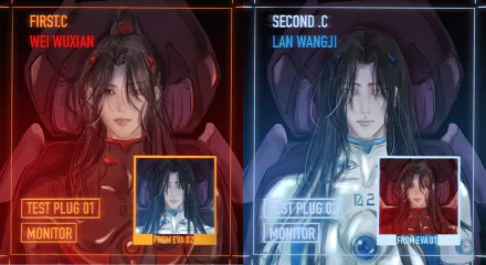 Wei Wuxian Lan Wangji Evangelion Unit-00 Mo Dao Zu Shi Anime crossover HD Desktop Wallpaper | Background Image