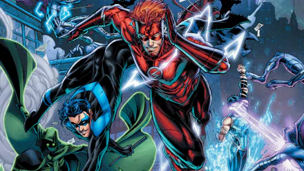 Tempest (DC Comics) Garth (DC Comics) Dick Grayson Nightwing Flash Wally West Comic Teen Titans HD Desktop Wallpaper | Background Image