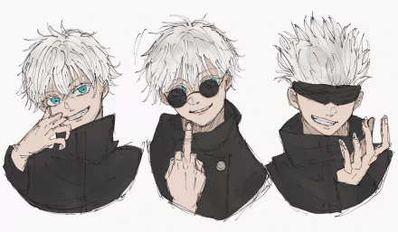 glasses blindfold school uniform blue eyes white hair Satoru Gojo Anime Jujutsu Kaisen HD Desktop Wallpaper | Background Image