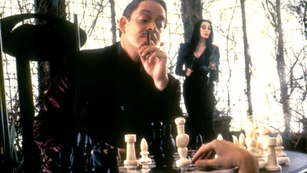 Raul Julia Anjelica Huston Morticia Addams Gomez Addams movie The Addams Family (1991) HD Desktop Wallpaper | Background Image
