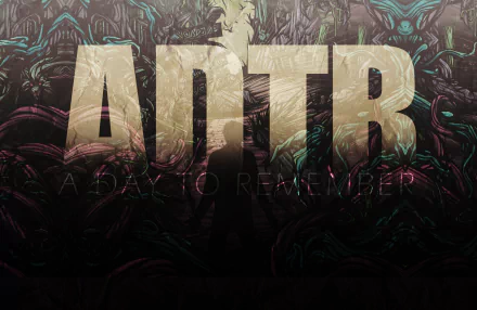 HD desktop wallpaper of A Day To Remember featuring stylized band initials ADTR with artistic dark background.