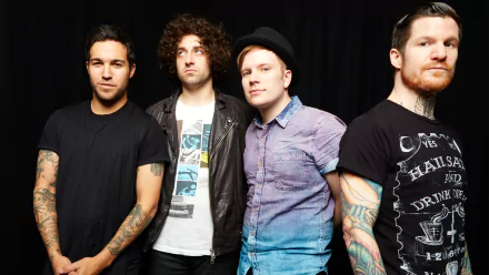 Fall Out Boy band members posing together for a HD desktop wallpaper and background.