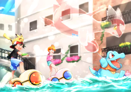cap Latias (Pokémon) Totodile (Pokémon) Corsola (Pokémon) Pikachu Misty (Pokémon) Ash Ketchum Anime Pokémon: Heroes HD Desktop Wallpaper | Background Image