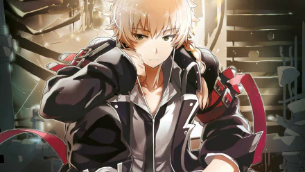HD desktop wallpaper featuring a SoulWorker character with white hair and a weapon, set against an industrial backdrop.