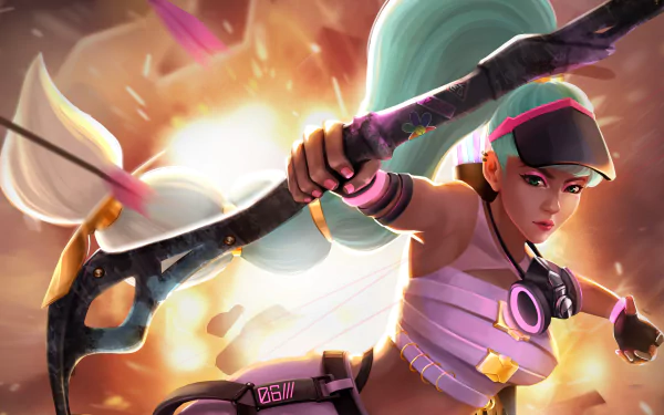 green hair long hair fantasy archer HD Desktop Wallpaper | Background Image