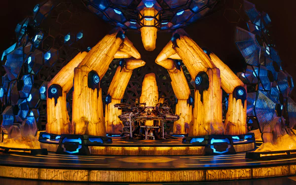 HD desktop wallpaper featuring the interior of the TARDIS from the TV show Doctor Who (2005), showcasing its iconic control console surrounded by glowing blue and orange elements.