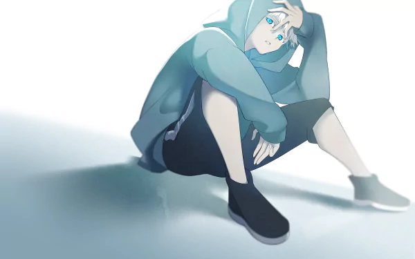 hoodie blue eyes white hair Satoru Gojo Anime Jujutsu Kaisen HD Desktop Wallpaper | Background Image