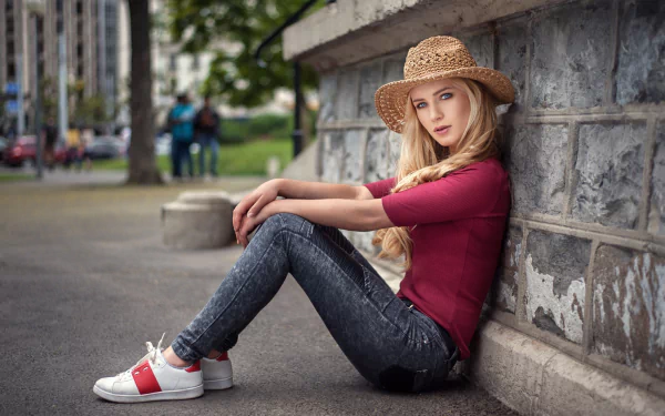 depth of field hat blonde model woman Eva Mikulski HD Desktop Wallpaper | Background Image