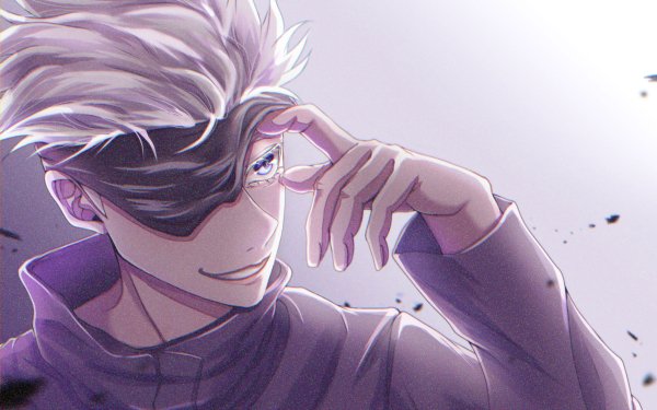 Anime Jujutsu Kaisen Satoru Gojo White Hair Blue Eyes School Uniform Blindfold HD Wallpaper | Background Image