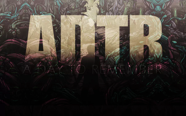 HD desktop wallpaper of A Day To Remember featuring stylized band initials ADTR with artistic dark background.