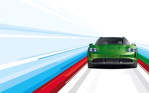 green car Porsche Porsche Taycan car vehicle Porsche Taycan Turbo S HD Desktop Wallpaper | Background Image
