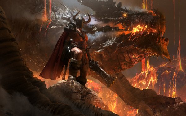 Fantasy Warrior Dragon HD Wallpaper | Background Image