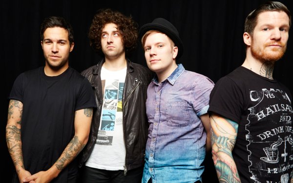 Fall Out Boy band members posing together for a HD desktop wallpaper and background.