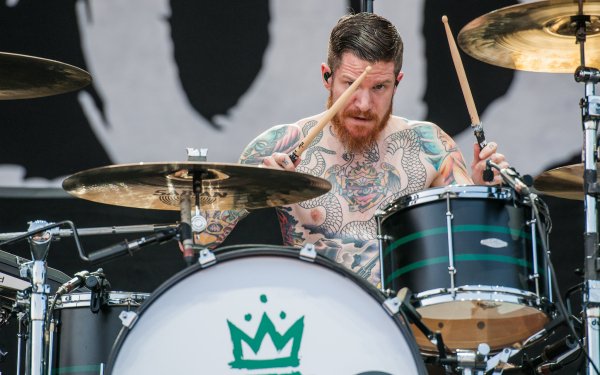 Drummer of Fall Out Boy in action HD desktop wallpaper and background.