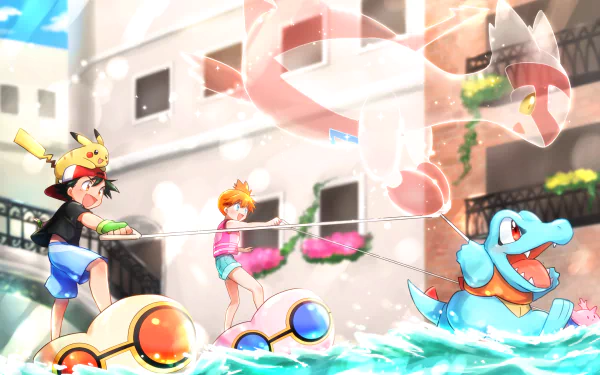 cap Latias (Pokémon) Totodile (Pokémon) Corsola (Pokémon) Pikachu Misty (Pokémon) Ash Ketchum Anime Pokémon: Heroes HD Desktop Wallpaper | Background Image