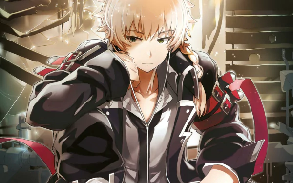 HD desktop wallpaper featuring a SoulWorker character with white hair and a weapon, set against an industrial backdrop.