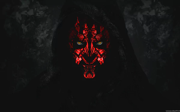 Darth Maul from Star Wars depicted in striking red and black, set against a dark background in this 8K Ultra HD sci-fi desktop wallpaper.