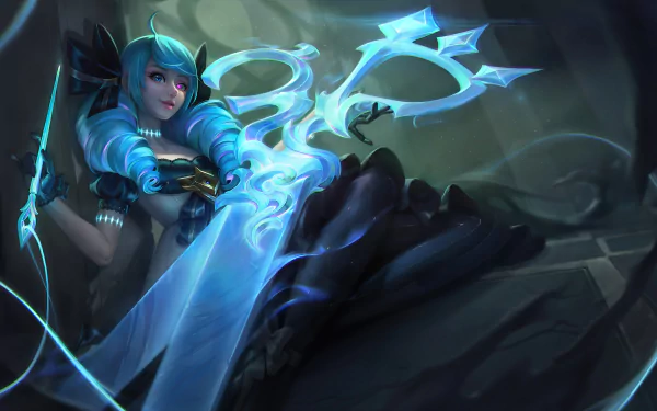 scissors blue hair Gwen (League Of Legends) video game League Of Legends HD Desktop Wallpaper | Background Image