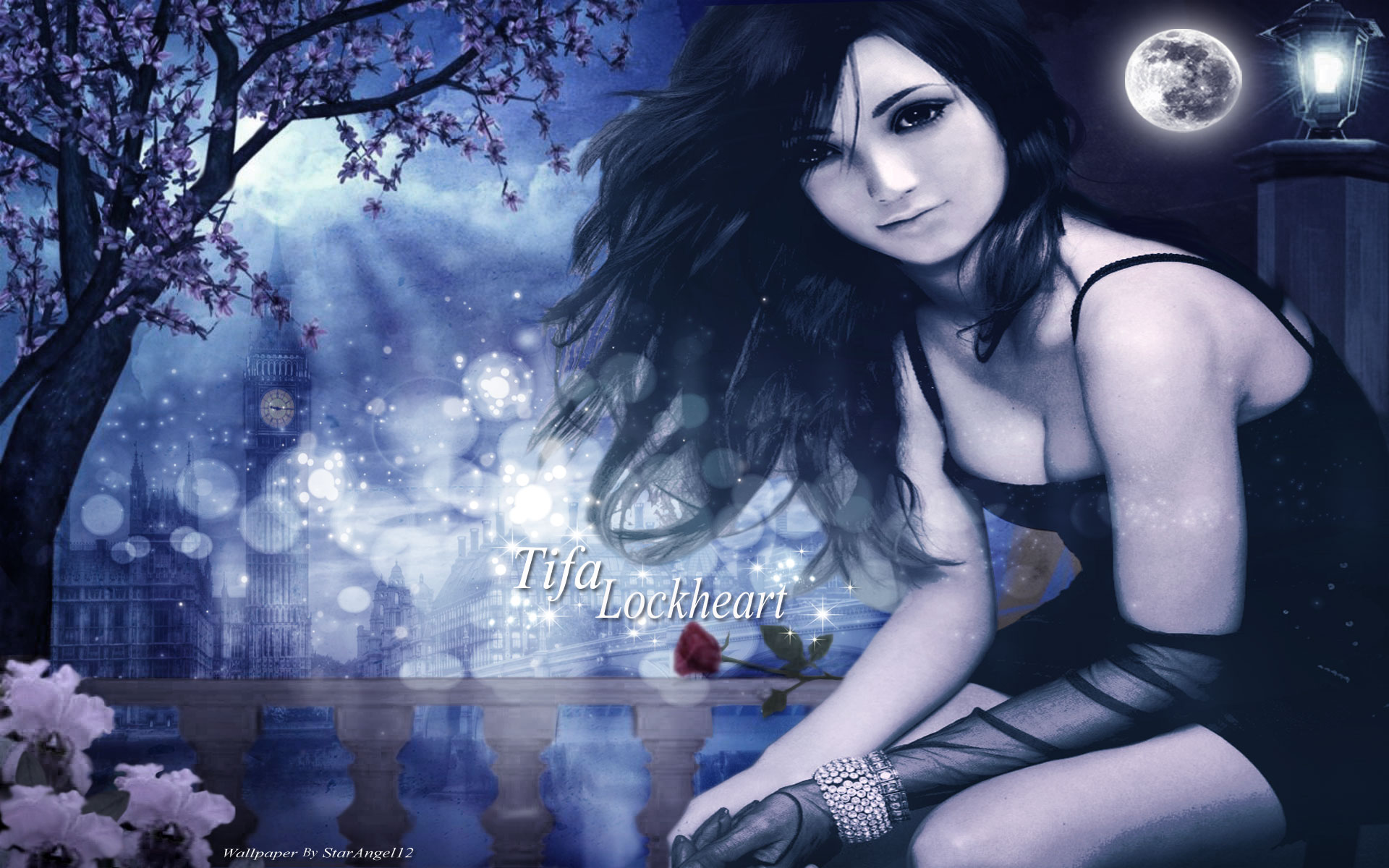 Tifa Lockhart, the iconic character from Final Fantasy VII, amid dynamic video game scenery.