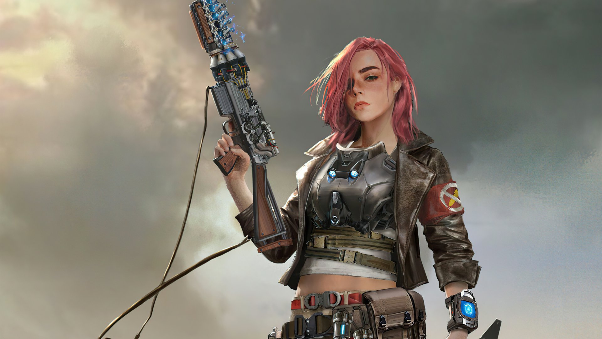 Download Pink Hair Weapon Gun Sci Fi Woman Warrior 4k Ultra HD ...