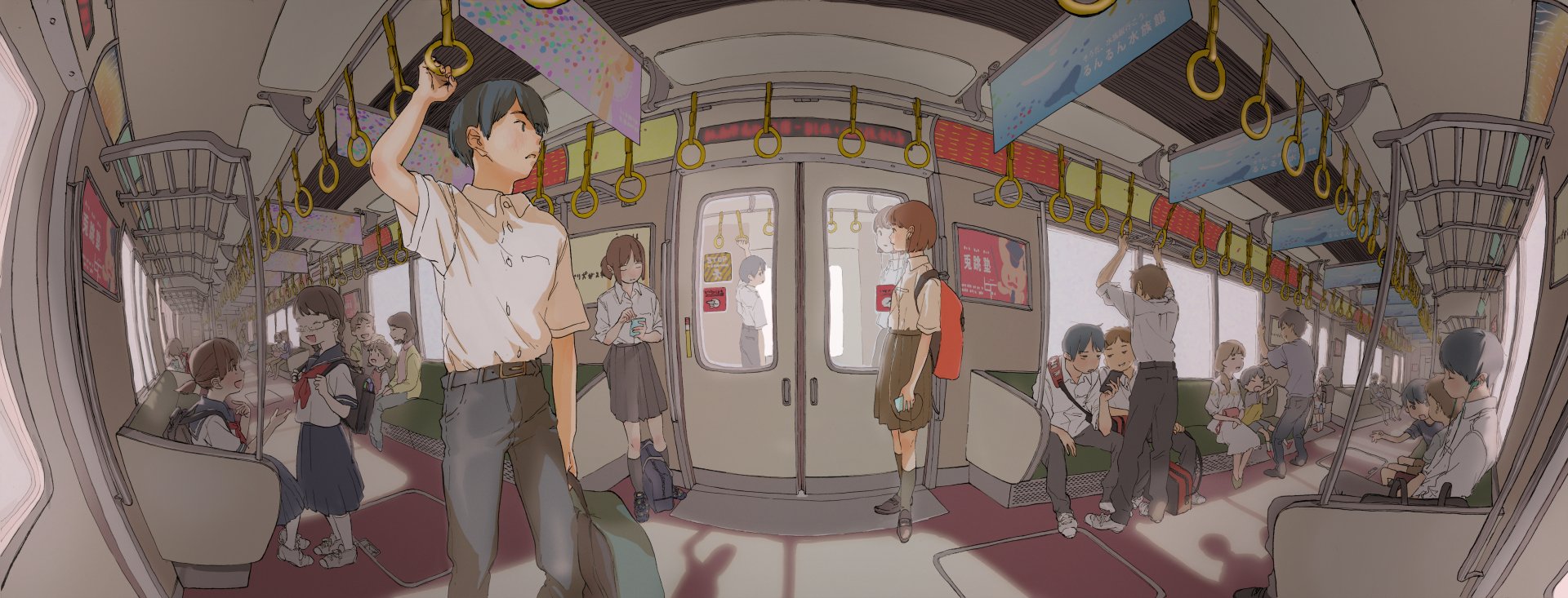 Аниме персонажи в поезде