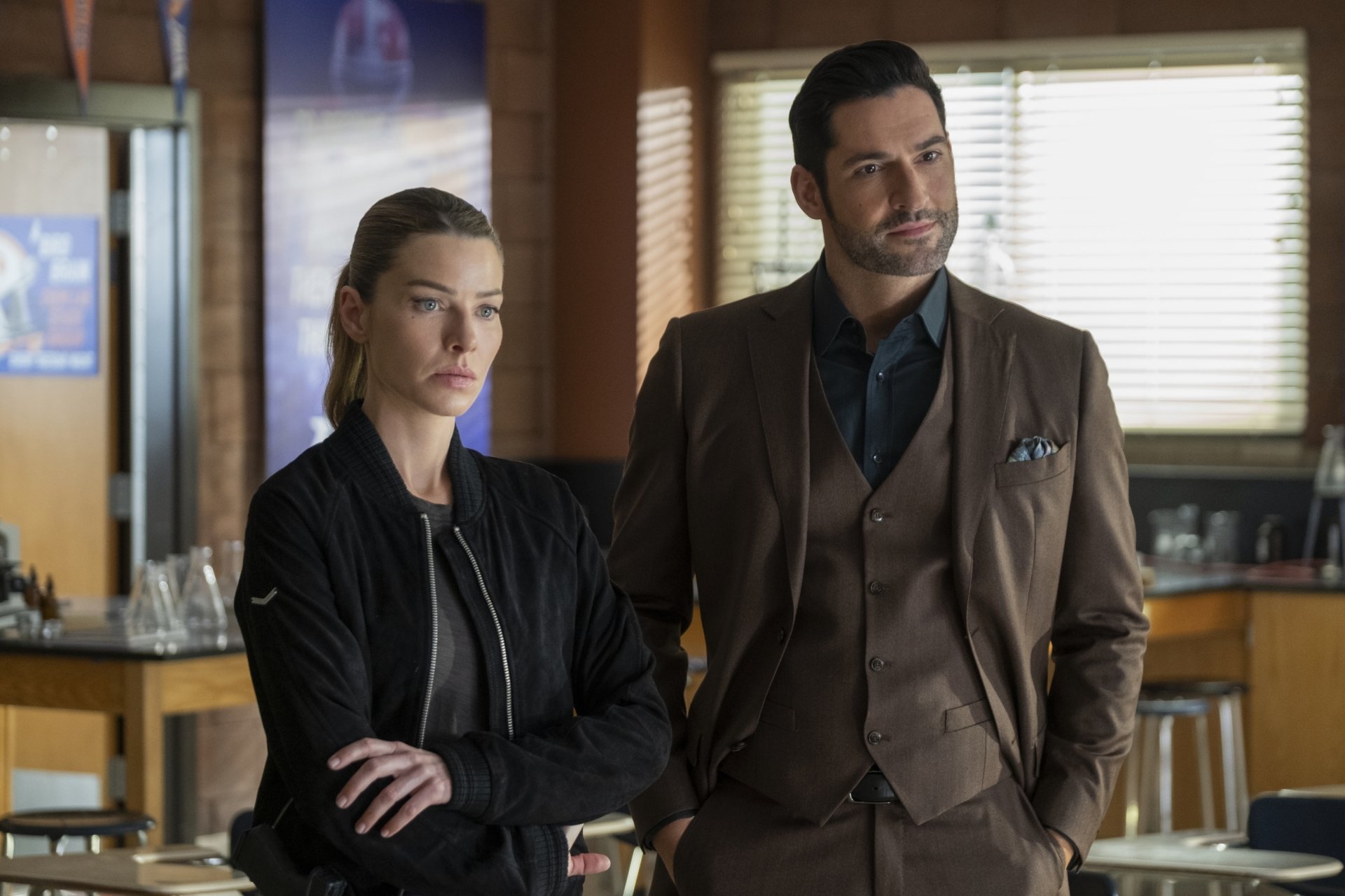 Download Tom Ellis Lucifer Morningstar Lauren German Chloe Decker TV Show Lucifer HD Wallpaper