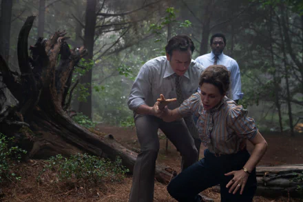 Ed Warren Patrick Wilson Lorraine Warren Vera Farmiga movie The Conjuring: The Devil Made Me Do It HD Desktop Wallpaper | Background Image