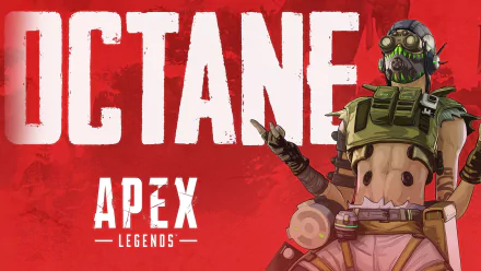 HD PC wallpaper of Octane (Apex Legends) from the video game Apex Legends: masked speedster on a red background with bold OCTANE lettering and the Apex Legends logo.