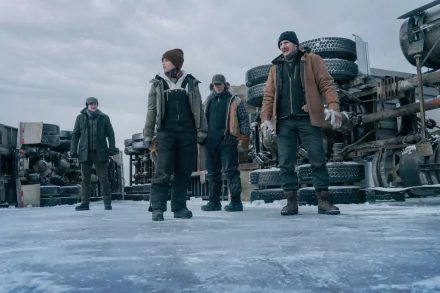 Amber Midthunder Marcus Thomas Liam Neeson movie The Ice Road HD Desktop Wallpaper | Background Image