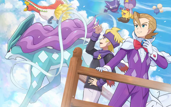 Electrode (Pokémon) Haunter (Pokémon) Suicune (Pokémon) Drowzee (Pokémon) Ho-oh (Pokémon) Gengar (Pokémon) Eusine (Pokémon) Morty (Pokémon) Diglett (Pokémon) video game Pokemon HD Desktop Wallpaper | Background Image