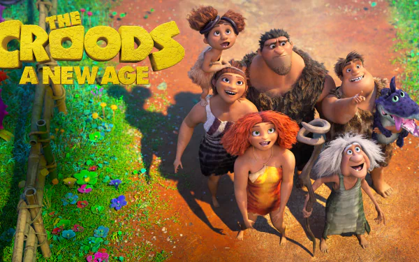 Gran (The Croods) Ugga (The Croods) Sandy (The Croods) Grug (The Croods) Thunk (The Croods) Guy (The Croods) Eep (The Croods) movie The Croods: A New Age HD Desktop Wallpaper | Background Image
